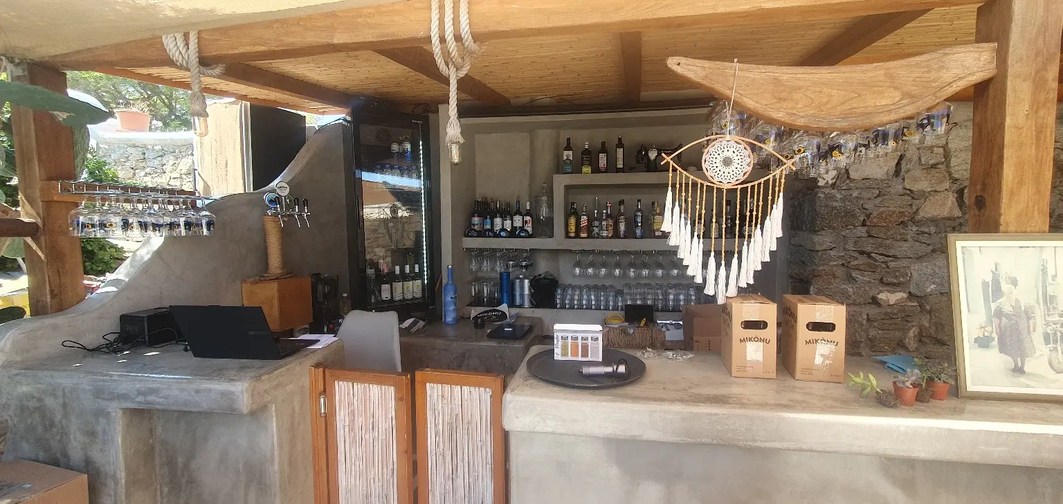 The open-air bar at Kafedena's Village Beer Garden