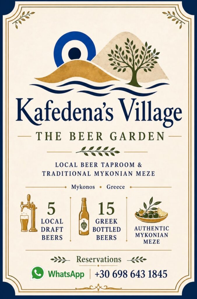 kafedenas vi;;age beer garden and mykonian meze